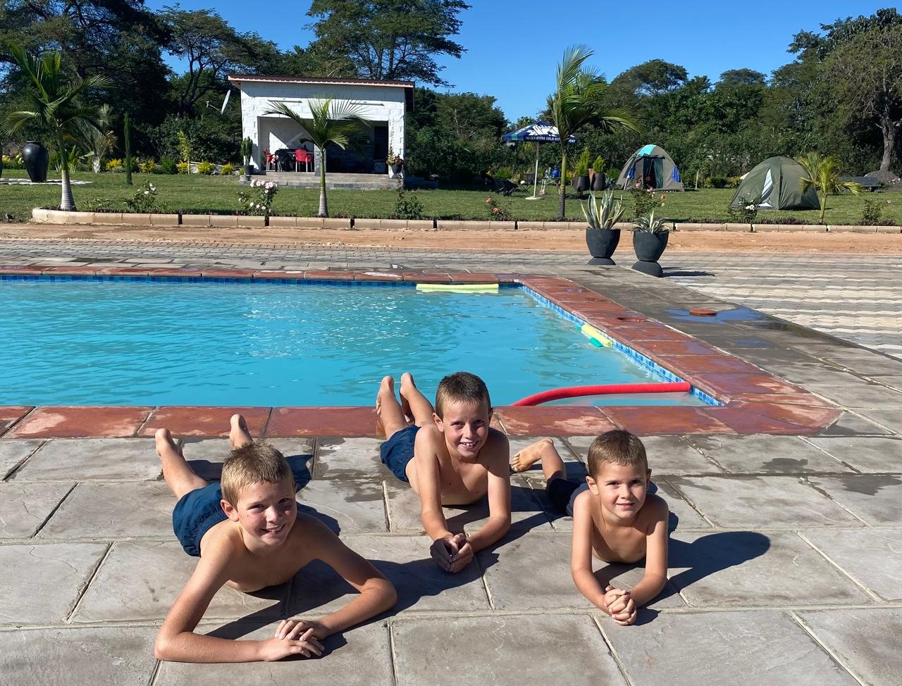 Children by the swimming pool